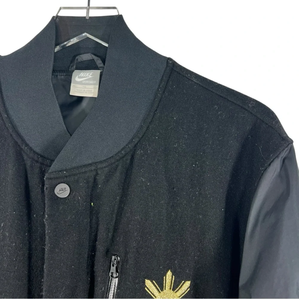 Rare MANNY PACQUIAO NIKE Destroyer Black Bomber Wool Varsity Jacket Men Size XL - Picture 2 of 11